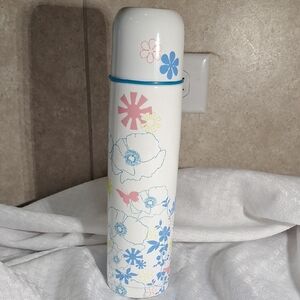 Starbucks Floral Thermos with Pastel Design 2006 17oz